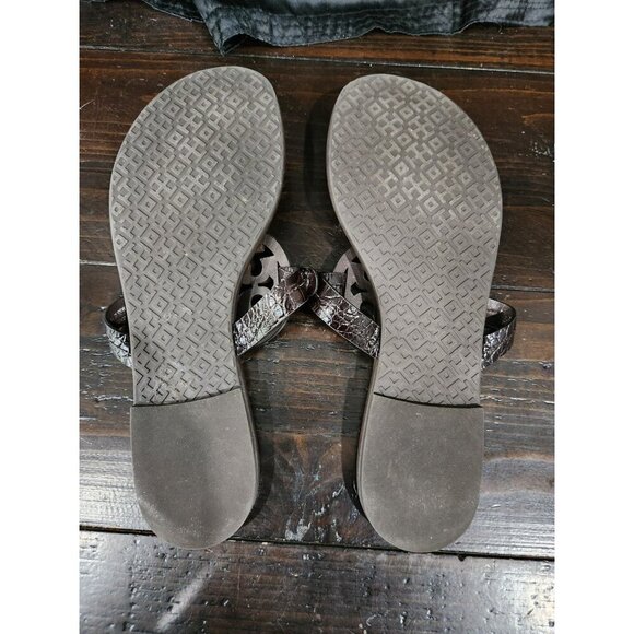 EUC Tory Burch Miller Dark Brown Croc Embossed Thong Sandal/Sz. 7.5M - Picture 9 of 11